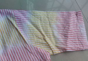Multicolor Striped Cotton Crop Shirt For Women
