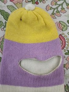 Cute money cap Pastel Colorblock Knit Balaclava