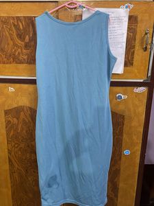 Pista Blue Boydcon Tank Dress With  Green necklace