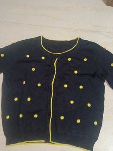 Navy Blue Floral Cardigan