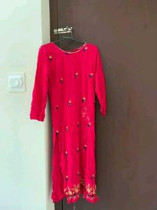 Pink Embroidered Kurti