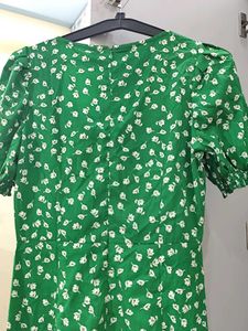 Green Puff Sleeve Dress