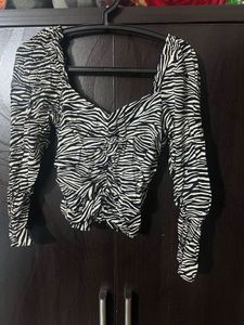 Zebra Print Long Sleeve Top- Dividend