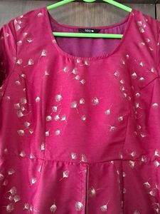 Maroon Floral Print Anarkali Kurta