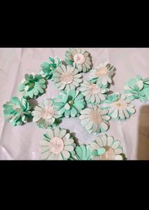 Mint Green Paper Flower Embellishments