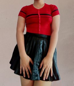 Coord Set, Pleated Skirt And Crop Top