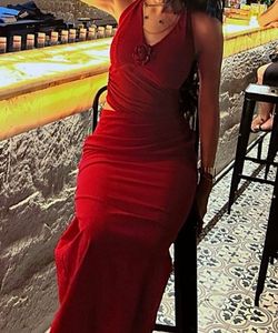 Red Halter Maxi Dress