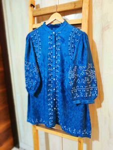 Blue Embroidery Work Top Bust Size-40