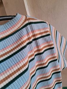 Ribbed Striped Crop Top - Size S