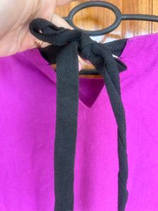 Purple linen Ruffle Sleeve Dress