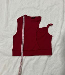 Wine Red Cropped Top