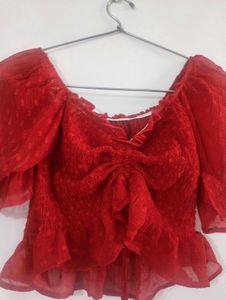 Red Bohemian Crop Top