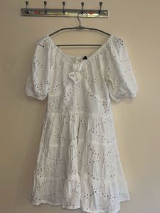 Schiffli  White Mini Dress