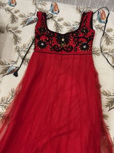 Red Embellished Festive Dress