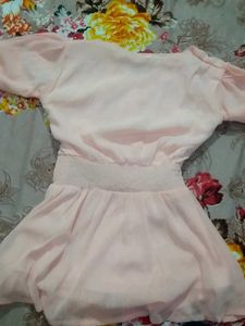 Pink V-Neck Long Sleeve Mini Dress