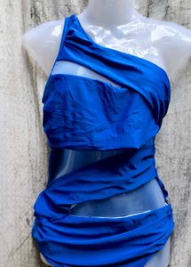 Blue One-Shoulder Swimsuit