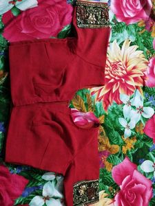 Elegant Red Embroidered Saree