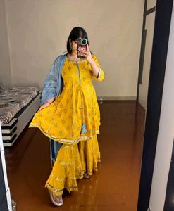 Yellow Sharara With Dupatta