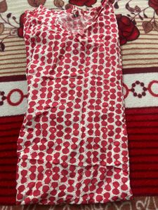Brand New Red And White Cotton Kurti
