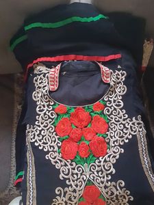 Pakistani Long Black Embroidery Front Back Work