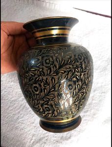 Vintage Floral Etched Vase