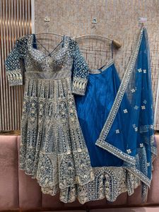 Purple Wedding Gown With Skirt And Dupatta