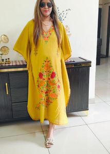 Kashmiri Embroidered Yellow Kaftan