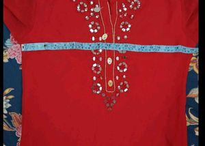 Elegant Red Embroidered Kurta
