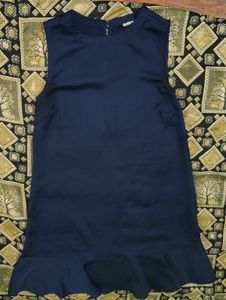 Navy Blue Ruffle Hem Dress