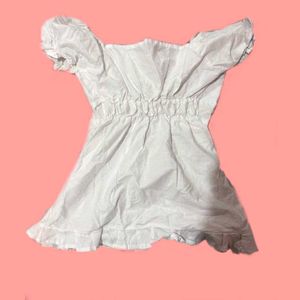 White Puff Sleeve Mini Dress