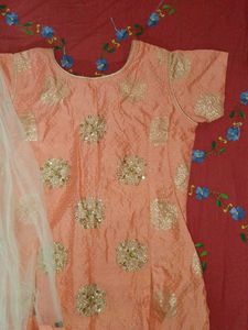 Ethnic dress with net dupatta