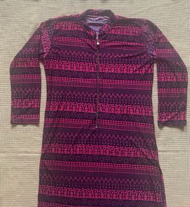 Patterned Purple Stretchable Kurta