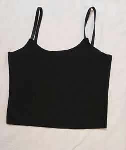 Black Crop Top Thin Straps. Extra Small Size Comfortable Material. Thin Straps. 349 Rupees