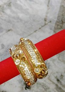 Gold & Crystal Bangle Set