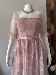 floral sequined pink gown