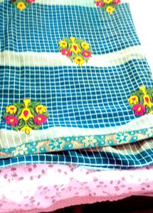 Elegant Blue Floral Saree