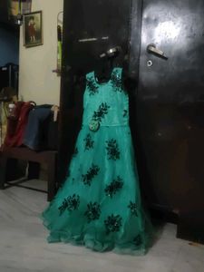 Green Floral Girls Dress
