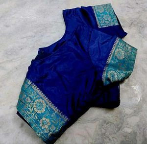 Mysore crape Silk Blouse Blue color