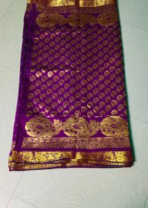Purple colour cotton Silk full shining saree