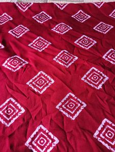 Red &amp; White Print Fabric With Blouse