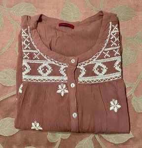 Dusty Rose Embroidered Blouse