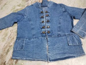 Denim Tunic Top with Button Detail