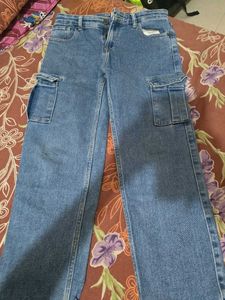 Blue Denim Cargo Pants