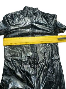 Faux Leather Edgy Black Romper Size XL