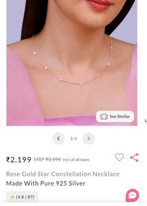 GIVA Rosegold Stone Star Necklace