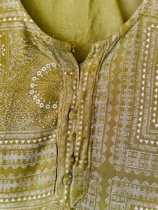 Olive Green Straight Kurti For Women
