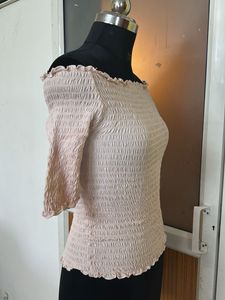 H&amp;M Off-shoulder Powder Pink Top