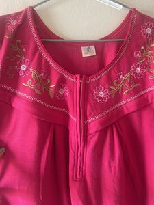 Semi Woollen Night Wear And Feeding Gown