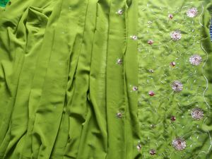 Embroidery Light Green Saree💚