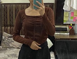 Brown Long Sleeve Top